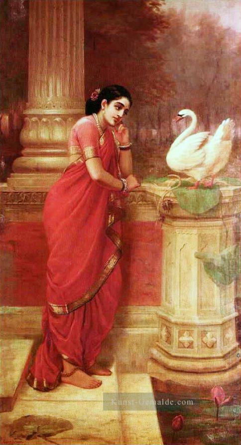 Ravi Varma Prinzessin Damayanthi im Gespräch mit königlichem Swan über Nala Ölgemälde